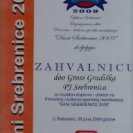 Zahvalnica Dani Srebrenice 2009.