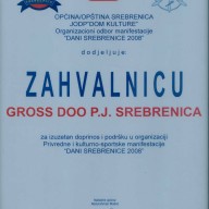 Zahvalnica opština Srebrenica 2008.