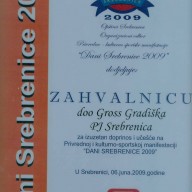 Zahvalnica opština Srebrenica 2009.