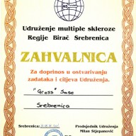 Zahvalnica udruženje multiple skleroze Regije Birač